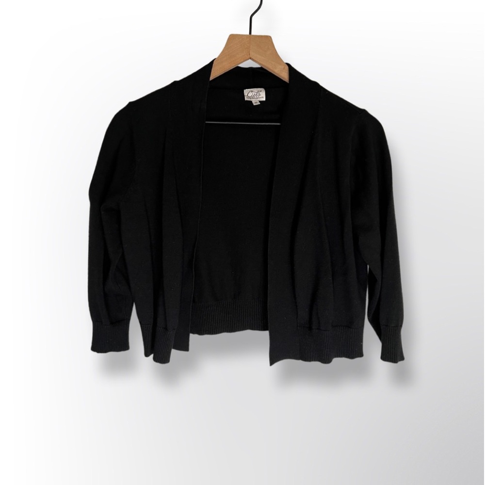 Black cropped open cardigan